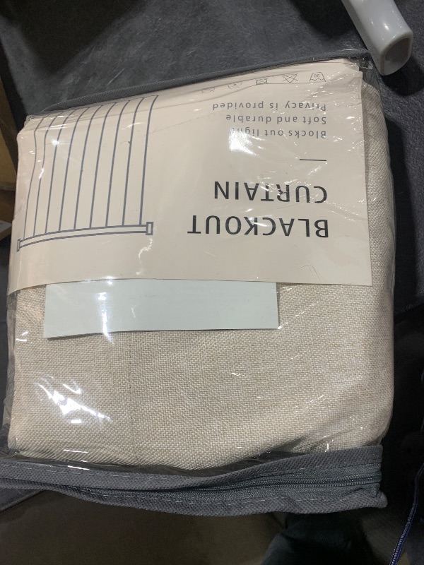 Photo 1 of 100% Blackout Shield Linen Blackout Curtains for Bedroom 96 Inches Long, Back Tab/Rod Pocket Living Room Drapes, Thermal Insulated Blackout Curtains 2 Panels Set, 50" W x 96" L,Cream