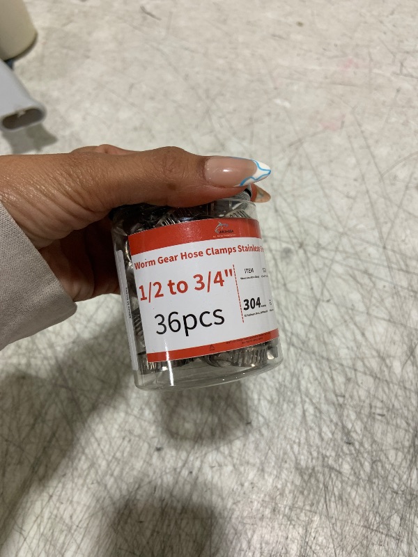 Photo 1 of 36 Pack 1/2'' - 3/4'' Worm Gear Hose Clamps, Adjustable Range 13-19mm 304 Stainless Steel Fuel Line Hose Clamps for Pipe, Plumbing, Automotive And Mechanical Application