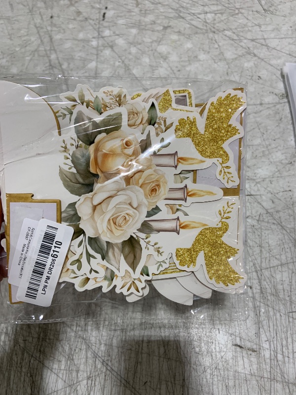 Photo 1 of First Holy Communion Honeycomb Centerpieces, Baptism Decorations, God Bless Religious Party Table Decor, First Communion Table Centerpiece, Christening Baby Shower Party Decorations 9PCS