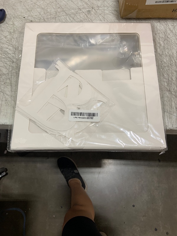 Photo 1 of PABUES Baby Boxes with 4 PCS Letters for Baby Shower White Clear Balloon Box Blocks Gender Reveal Decorations and Birthday Party (White)