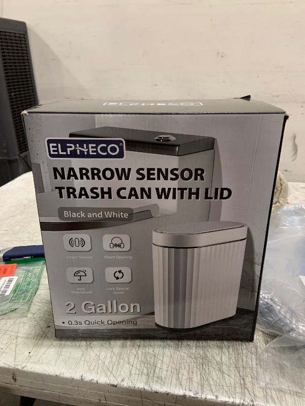 Photo 1 of ELPHECO 2 Gallon Sensor Trash Can - 7.5L Waterproof Motion Sensor Trash Can, Automatic Bathroom Trash Bin, Slim Garbage Can, Bathroom, Office, Bedroom, Midnight Blue