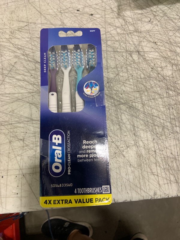 Photo 1 of Oral-B Pro Health CrossAction All in One Soft Toothbrushes, Deep Plaque Fighter, Rounded Bristles Gentle on Teeth, Tongue and Cheek Cleaner, Gum Stimulators, 6 Count, Tooth Brush Pack