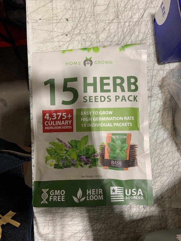 Photo 1 of HOME GROWN 15 Culinary Herb Seeds 4,500+ Heirloom ???-???, ???-??????? High Germination Rate, for Planting Indoor Hydroponic Outdoor, Gardening Gifts for Women Men, Mothers Day Gifts