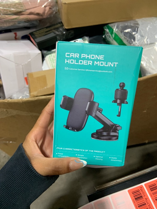 Photo 1 of Qifutan Car Phone Holder Mount Phone Mount for Car Windshield Dashboard Air Vent Universal Hands Free Automobile Cell Phone Holder Fit for iPhone Smartphone Carbon Fiber