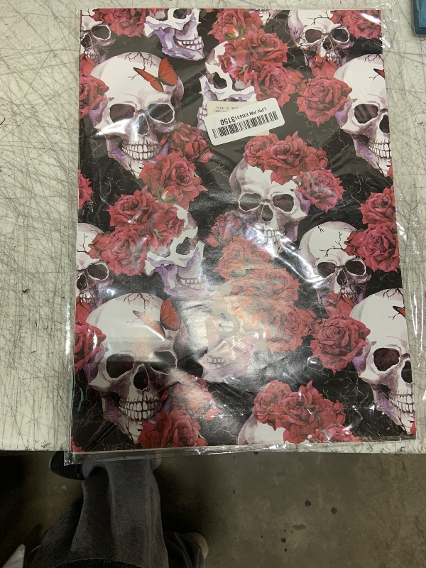 Photo 1 of Titiweet Gothic Wrapping Paper Halloween - Skull and Flowers Design, 6 Sheets Gift Wrapping Paper for Halloween Christmas Holiday, 20 x 28 Inches Per Sheet