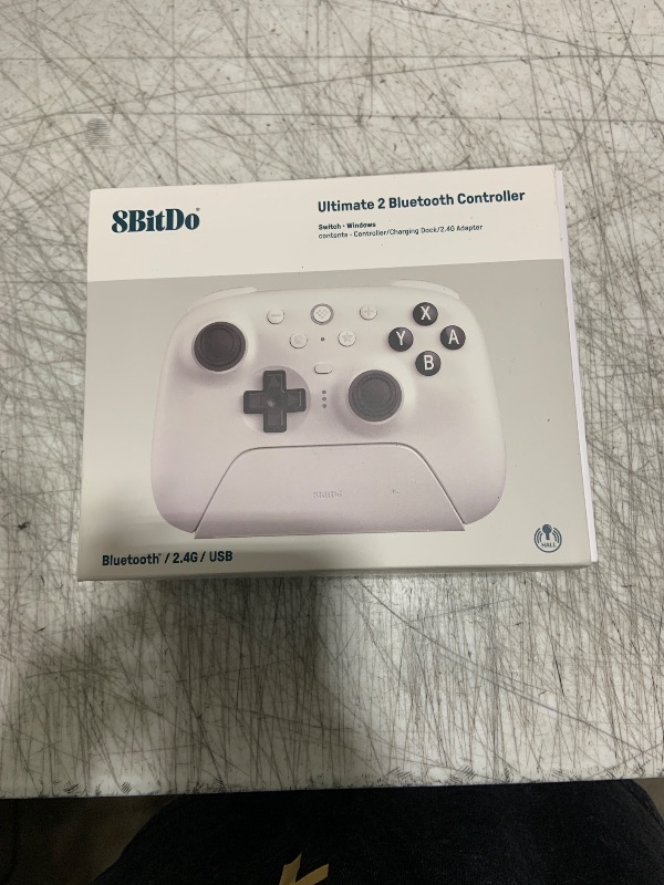Photo 1 of 8Bitdo Ultimate 2 Bluetooth Controller for Switch/Switch 2 & Windows PC, Switch Pro Controller with TMR Joysticks, Switchable Hall Effect/Tactile Triggers, Vibration and Motion Control - White