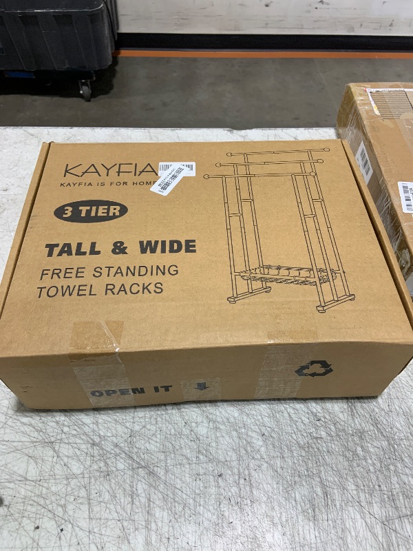 Photo 1 of Kayfia 40" Tall Standing Towel Racks for Bathroom, 3 Tier Towel Rack Stand with Storage Basket, Blanket Ladder Drying and Display Rack for Oversized Bath Towel, Next to Tub Or Shower (Bronze)