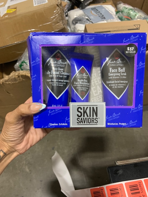 Photo 1 of Jack Black Skin Saviors Set for Men – Face Scrub, Facial Cleanser, Face Moisturizer, Lip Balm, Mens Skin Care Kit, Men's Skincare Gift Set