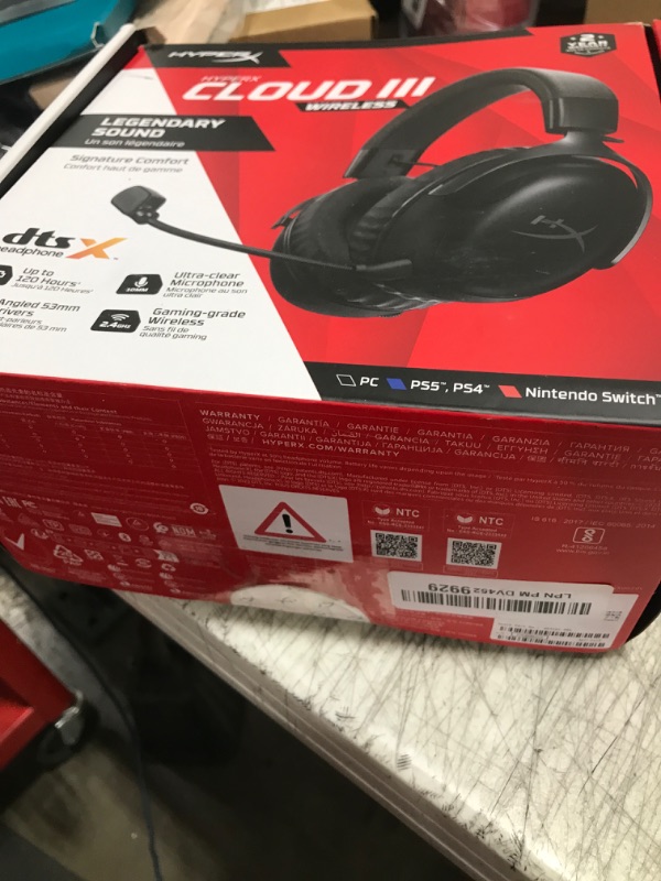 Photo 1 of HyperX Cloud III Wireless – Gaming Headset for PC, PS5, PS4, up to 120-hour Battery, 2.4GHz Wireless, DTS Spatial Audio, 53mm Angled Drivers, Memory Foam, Durable Frame, 10mm Microphone, Black