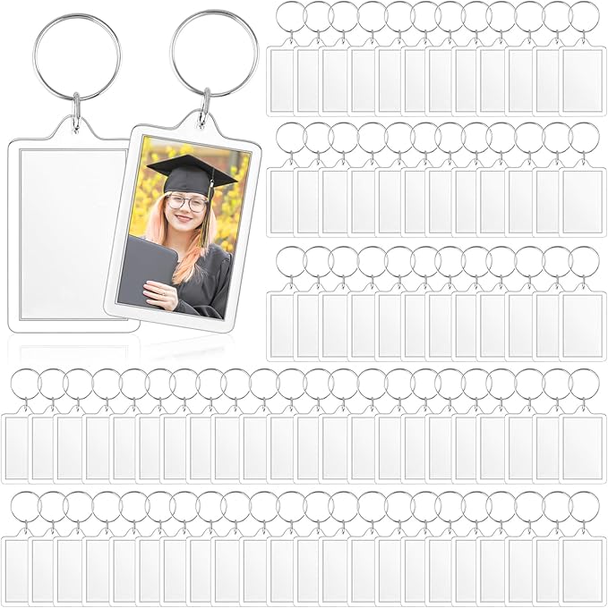 Photo 1 of 150 PCS Blank Photo Insert Keychains,Translucent Acrylic with Split Key Rings for Double-Sided Photos,Small Pendant Picture Frames for Family, Friends,DIY Gifts & Craft(Fit 1.1 × 1.8inch Pic?