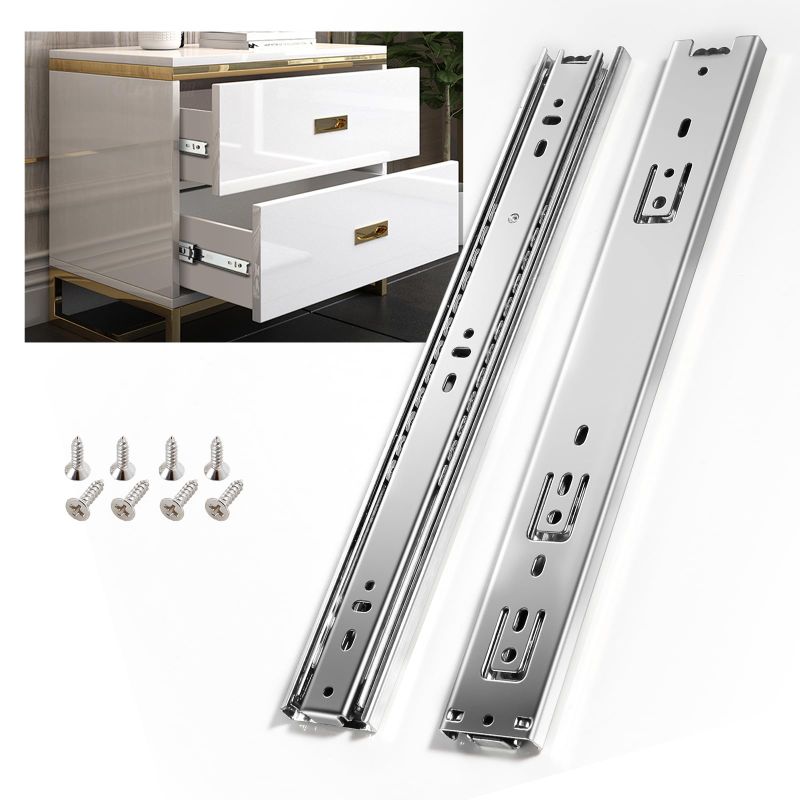 Photo 1 of SHUHANG  Full Extension Drawer Slides 10 12 14 16 18 20 22 24 Inch 100lb Load Capacity Side Mount Ball Bearing Glides Runners Rails Cabinet Dresser Wardrobe Kitchen Trash (10 Inch,)