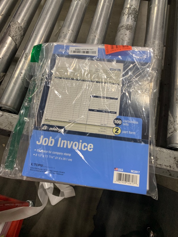 Photo 1 of Adams Job Invoice Forms, 2-Part Carbonless, For Service and Repair Billing, 100 Individual Sets Per Pack (NC2817), White, 8-1/2 x 11Inches