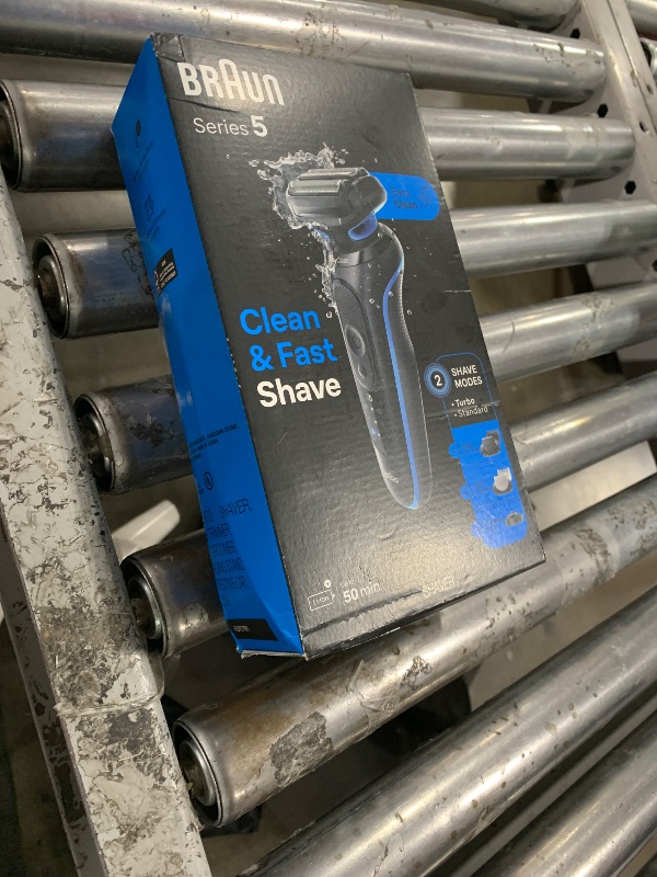 Photo 1 of Braun Electric Shaver for Men, Series 5 5150cs, Wet & Dry Shave, Turbo Shaving Mode, Foil Shaver, with Beard Trimmer, Body Groomer and Charging Stand, Blue