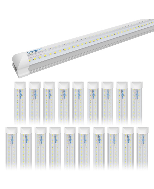 Photo 1 of LED Shop Light 6ft, 42W LED Tube Light Fixture, Clear Cover Daylight 5000K, V-Shaped Integrated Fixture for Cooler Door Lighting, 20-Pack