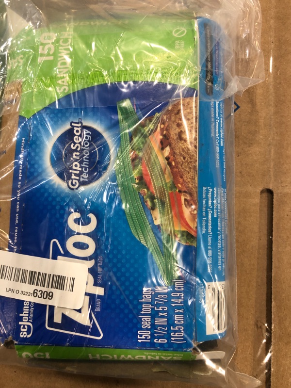 Photo 1 of Ziploc Sandwich and Snack Bags with EasyGuide Texture, Plastic Storage Bags with Grip 'n Seal Technology, 150 Bags Total