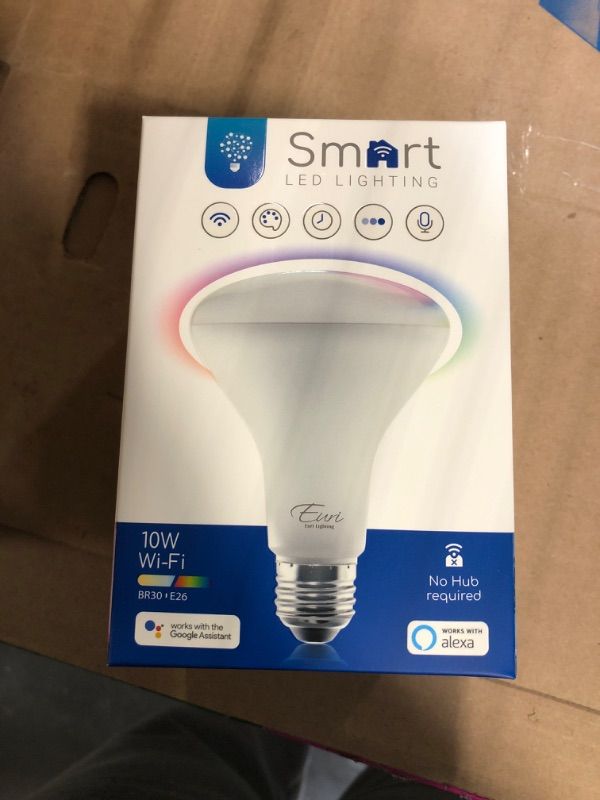 Photo 1 of 60-Watt Equivalent BR30 Dimmable Color and Smart LED Light Bulb in White (1-Bulb)