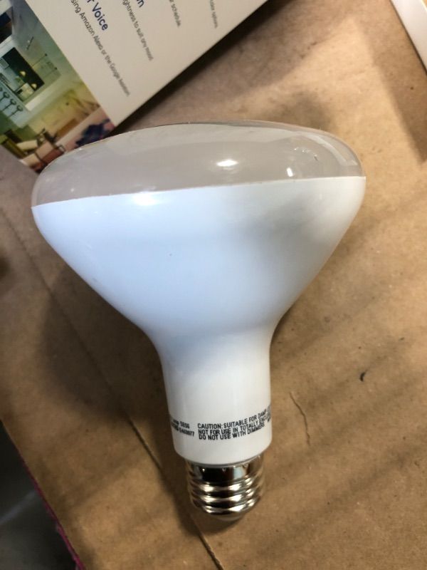 Photo 1 of 60-Watt Equivalent BR30 Dimmable Color and Smart LED Light Bulb in White (1-Bulb)
