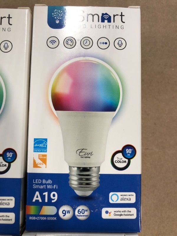 Photo 1 of 4 PACK *****Euri Lighting LIS-A2001cec Smart Wifi LED Light Bulb A19 – RGB Multiple Color Selection 9W