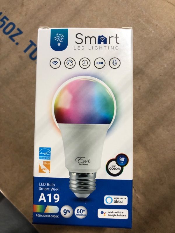 Photo 1 of *Euri Lighting LIS-A2001cec Smart Wifi LED Light Bulb A19 – RGB Multiple Color Selection 9W