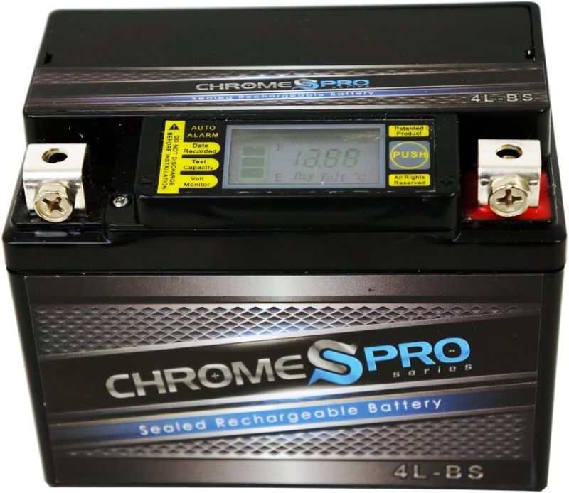 Photo 1 of Chrome Pro iGel YTX4L-BS Maintenance-Free 12V 4Ah Battery Replacement for ATV, Motorcycle, Jet Skis, Scooter, UTV, and More - Nut and Bolt (T3) Terminal
