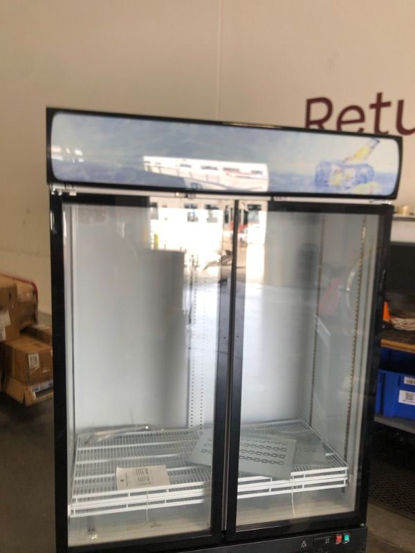 Photo 1 of EcoExplorer Commercial Glass Door Refrigerator with LED Lighting - 36.3 Cu.Ft Upright Beverage Cooler with Double Swing Doors, Ideal for Home, Store, Gym, or Office