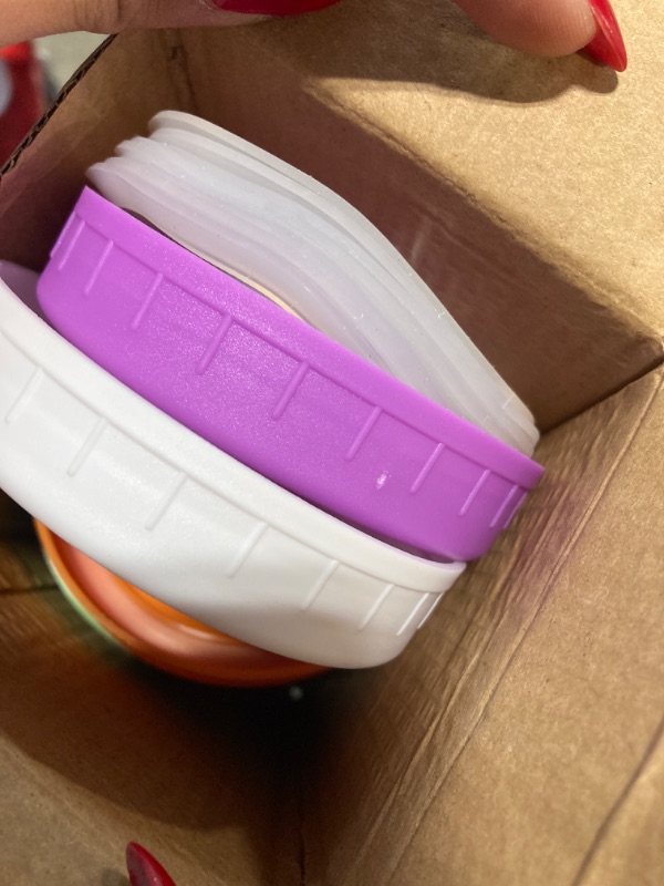Photo 1 of 10 Pack Plastic Wide Mouth Mason Jar Lids for Ball, Kerr and More - Multicolor Storage Caps for Mason Jars, Canning Jars - Leak-Proof, Dishwasher Safe & Food Grade