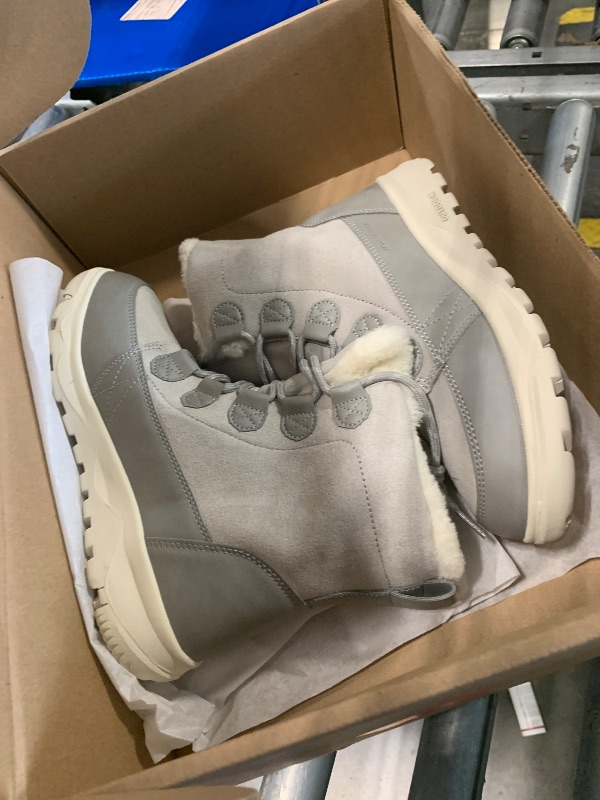 Photo 1 of DREAM PAIRS Women's Winter Snow Boots Lace Up Warm Comfortable Faux Fur Lining Outdoor Ankle Booties,Size 6.5,Light Grey,SDSB2311W
