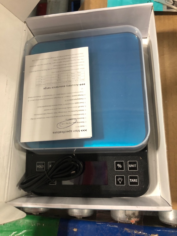 Photo 1 of BOMATA Large Kitchen Scale with 0.1g/0.001oz High Precision, 5kg/11lb Bakery Scale with% Percentage Function, USB Rechargeable, Full-View Angle LCD with Backlight, Stainless Steel Pan