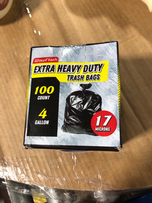 Photo 1 of 100 Count 17 Micron Extra Heavy Duty 4 Gallon Trash Bags, Sturdy & Tear-Resistant Small Trash Bags for Bathroom & Kitchen