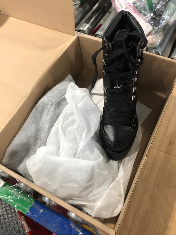 Photo 1 of Susanny Platform Chunky Heel Boots Womens Black Sexy High Heels Harley Steampunk Heeled Combat Boots Shoes Lace UP Short Ankle Booties 11