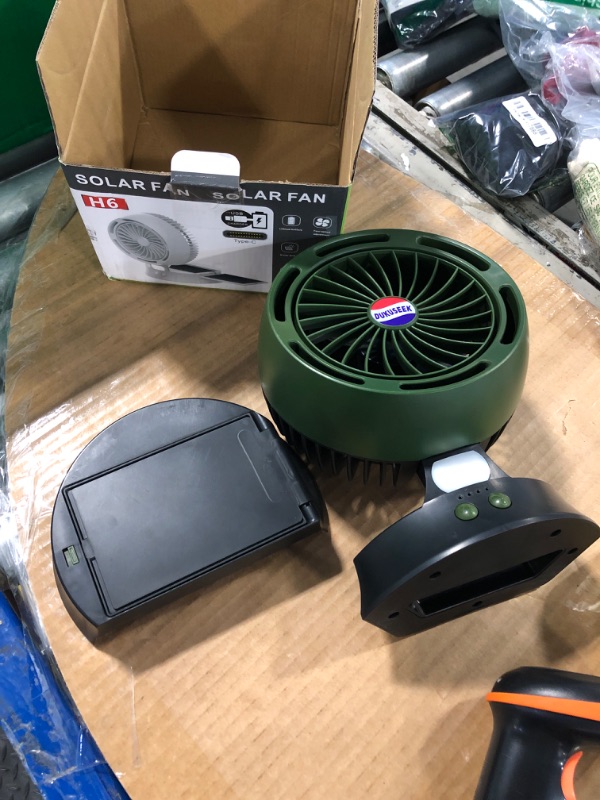 Photo 1 of 10400mAh Solar Camping Fan with LED Lantern, Rechargeable Portable Fan with 5W Solar Panel, Battery Operated Personal Fan for Outside Picnic, Fishing, Outdoor Tent Fan for Camping Essentials