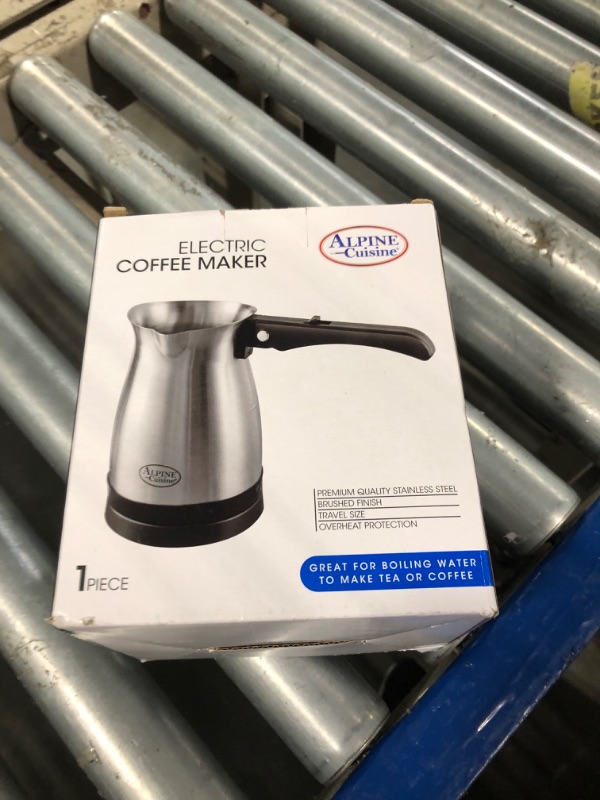 Photo 1 of Arabic, Greek, & Turkish Electric Coffee Maker Machine Pot Warmer Kettle Premium Quality Stainless Steel 0.3 L, 4 Cup Capacity Cool Touch Handle Cordless Base (Foldable Handle, Travel Size)