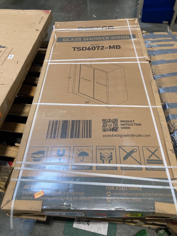 Photo 1 of **FACTORY SEALED AS SHOWN IN PHOTOS**GETPRO Shower Door 56-60 in. W x 72 in. H Semi-Frameless Double Sliding Shower Doors, Bypass Glass Door for Walk-in Shower with 5/16 inch Tempered Glass Matte Black