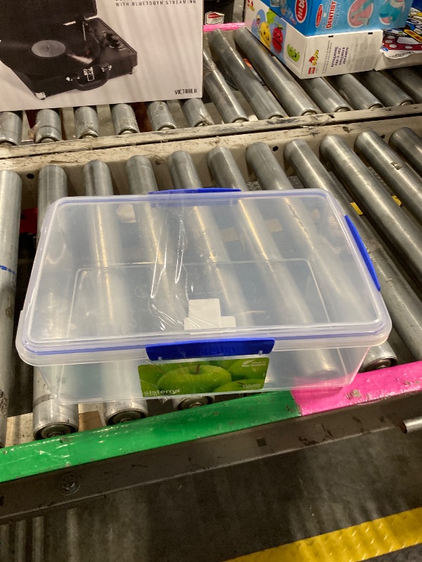 Photo 1 of **missing one lock**
Sistema KLIP IT Food Storage Container, 7 L, Airtight & Stackable, BPA-Free, Clear with Blue Clips