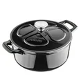Photo 1 of **TEAL NOT BLACK**
Navaris Enameled Dutch Oven - 3.7 QT Cast Iron Pot with Lid - 9 1/2" Round Enamel Cookware - Induction Cooktop Safe - Glossy Black
