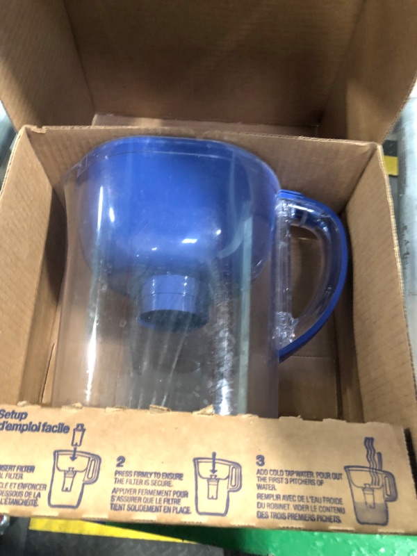 Photo 1 of **missing filter**
Brita Water Filter 6-Cup Denali Water Pitcher Dispenser with Standard Water Filter-clear and blue

