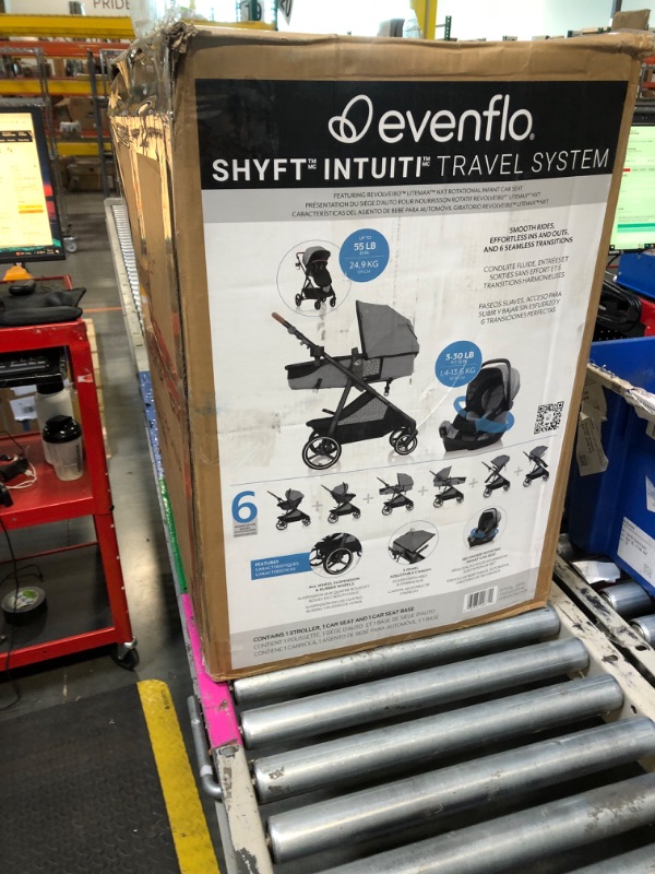 Photo 1 of **THIS IS A NEW OPEN BOX**Evenflo Shyft Intuiti Travel System with Revolve180 LiteMax NXT Rotational Infant Car Seat (Fossil Gray)