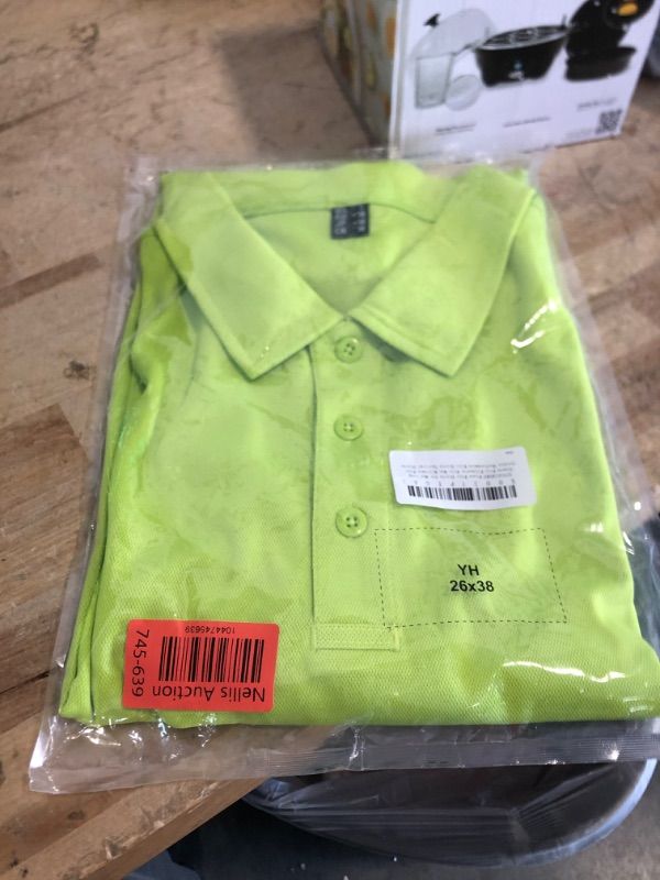 Photo 1 of BIYLACLESEN Pique Men's Long Sleeve Polo Shirts - Polyester Military Outdoor Performance Tactical Shirts - Yellow Green Small