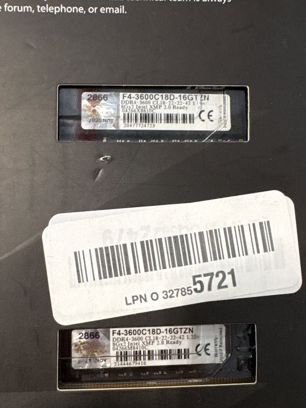 Photo 1 of G.SKILL Trident Z Neo Series (XMP) DDR4 RAM 32GB (2x16GB) 3600MT/s CL16-19-19-39 1.35V Intel AMD Desktop Computer Memory UDIMM (F4-3600C16D-32GTZNC).