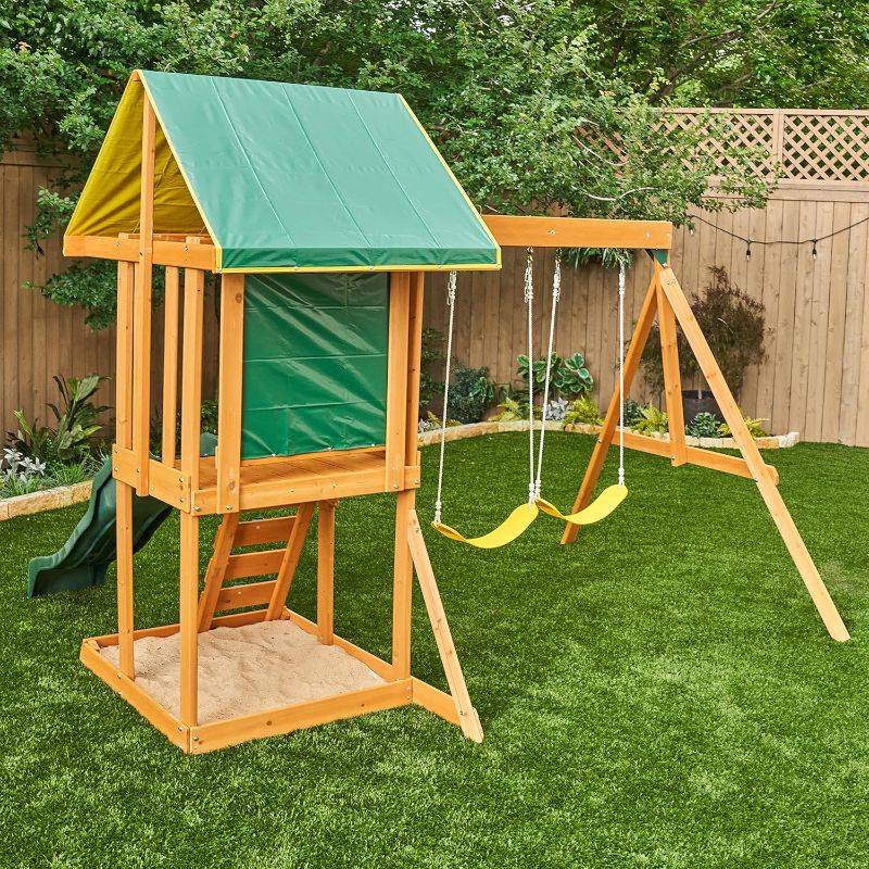Photo 1 of KidKraft Appleton Wooden Swing Set, (Amazon Exclusive)
2 of 5 