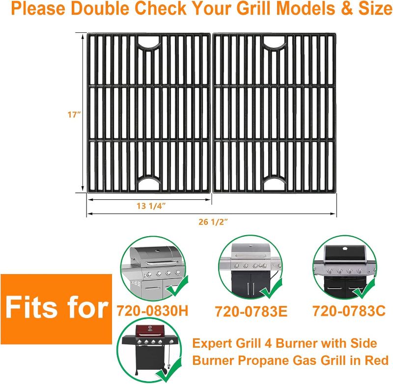 Photo 1 of Grill Grates for Nexgrill Remplacement Parts 5 Burner 720-0888N 720-0888, 17 inch Cast Iron Cooking Grate Remplacement for Nexgrill 4 Burner 720-0830H 720-0830X 720-0888S 720-0783W for Nextgrill 5 Burner 