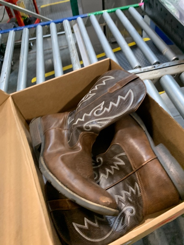 Photo 1 of [VERY WORN] IUV Cowboy Boots For Men with Wide Square Toe Western Retro Boot Durable Classic Fashionable Embroidered Pull On Slip Resistant Boots us SIZE 12      