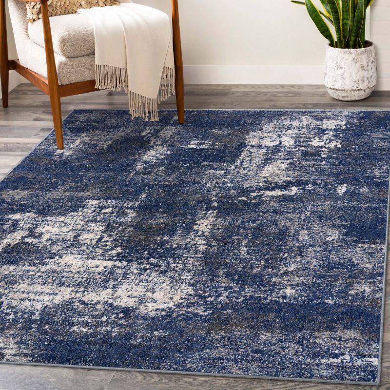 Photo 1 of LUXE WEAVERS Euston Collection D.Blue-L.Blue 4x5FT Modern Abstract Area Rug