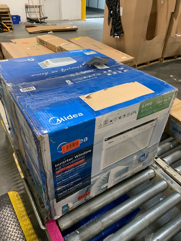 Photo 1 of Midea 8,000 BTU Smart Inverter Air Conditioner Window Unit with Heat and Dehumidifier – Cools up to 350 Sq. Ft., Energy Star Rated, Quiet Operation, Electronic Controls, Remote Control, White