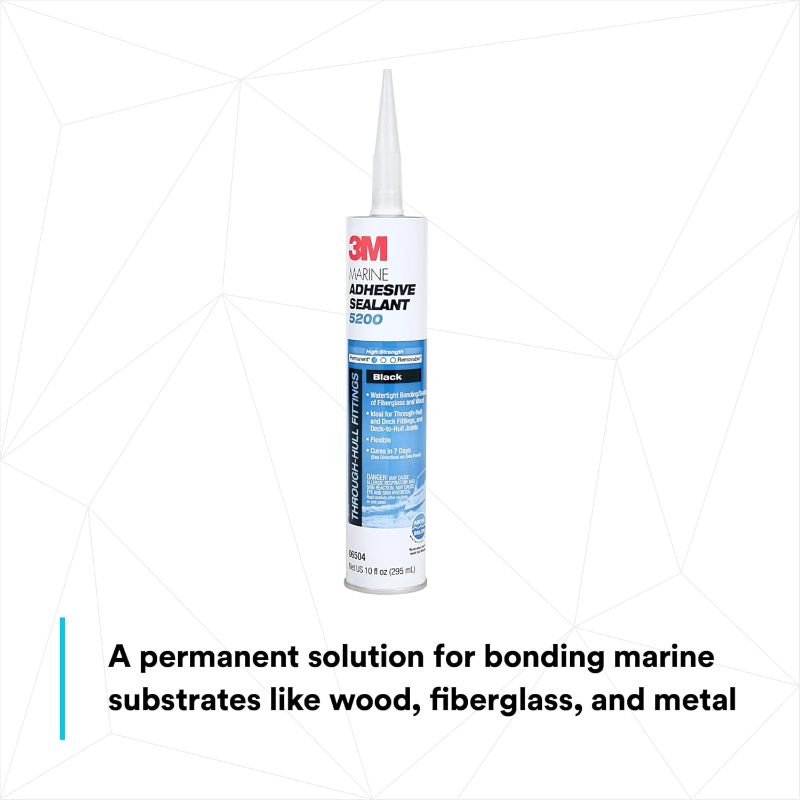 Photo 1 of **TIP MISSING**
3M Marine Adhesive Sealant 5200 (06504) Permanent Bonding and Sealing for Boats and RVs Above and Below the Waterline Waterproof Repair, Black, 10 fl oz Cartridge
