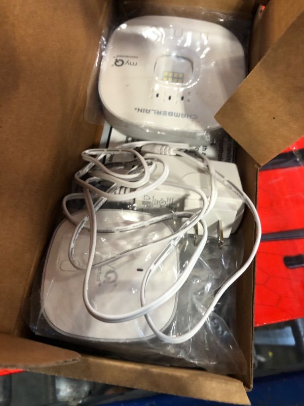 Photo 1 of CHAMBERLAIN Smart Garage Control - Wireless Garage Hub and Sensor with Wifi & Bluetooth - Smartphone Controlled, myQ-G0401-ES, White