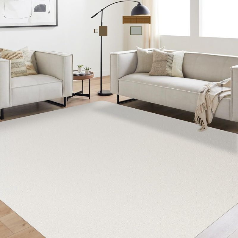 Photo 1 of Soft Large Plastic Floor Mat for Living Room, 6'×9' Beige Waterproof Vinyl Area Rug for Baby Spills, Non-Slip Durable Multi-Pupose Floor Cover Protector for High Traffic Areas
