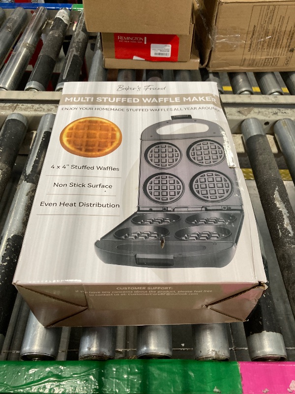 Photo 1 of Baker's Friend Multi Stuffed Waffle Maker Thick, 4-Slice with 1.2'' Thick & 4'' Dia, Belgian Mini Waffle Maker Flip, Nonstick Breakfast Sandwich Maker, Stuffed Waffle Iron, Graphite