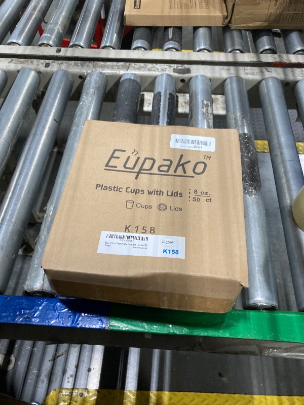 Photo 1 of Eupako 8 oz Plastic Cups with Lids, Clear Disposable Cups with Flat Lids, Cold Drink Containers Pack of 50. 