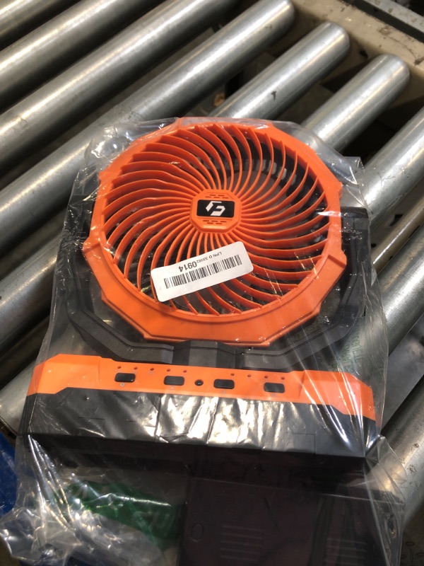 Photo 1 of 24000mAh Camping Fan - 9-Inch Detachable Rechargeable Battery Operated Fan with Light & Hook for Tent, Outdoor - USB Table Fan with 4 Speeds for Picnic, BBQ, Fishing, Travel, Hurricane